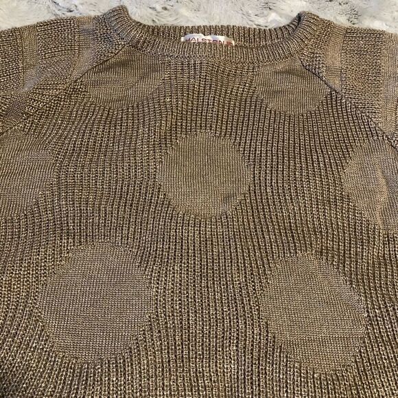 𝅺halston III vintage polka dot weave shimmery short sleeve sweater size S (4-6) - Picture 6 of 9